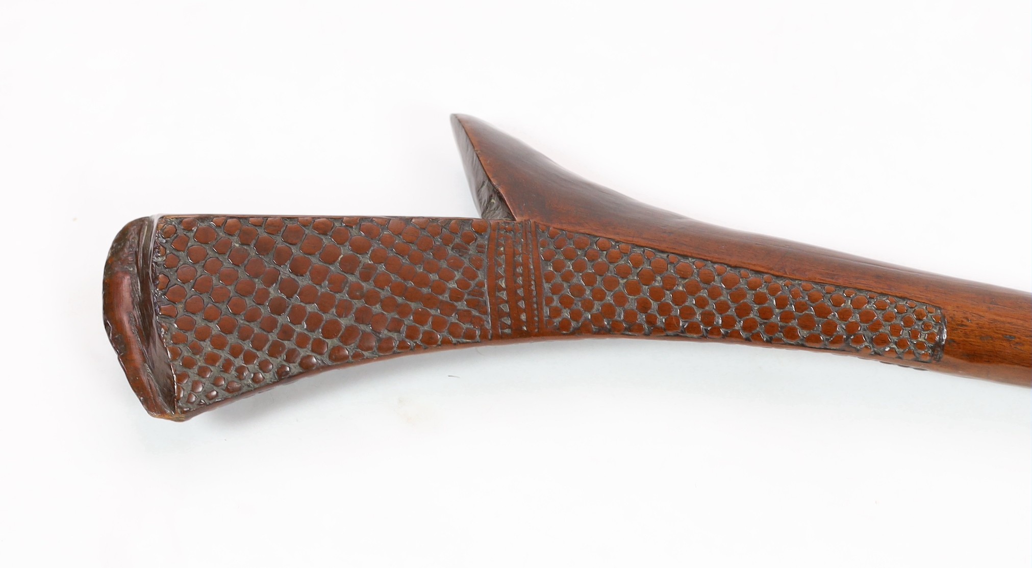 A Fijian hardwood bladed war club, 101cm long